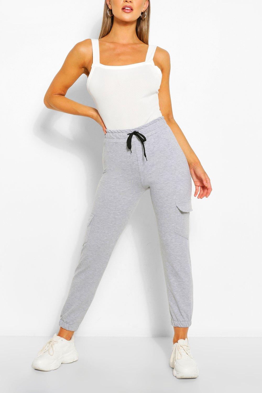 Womens Basic Cargo Joggers - Grey - M, Grey