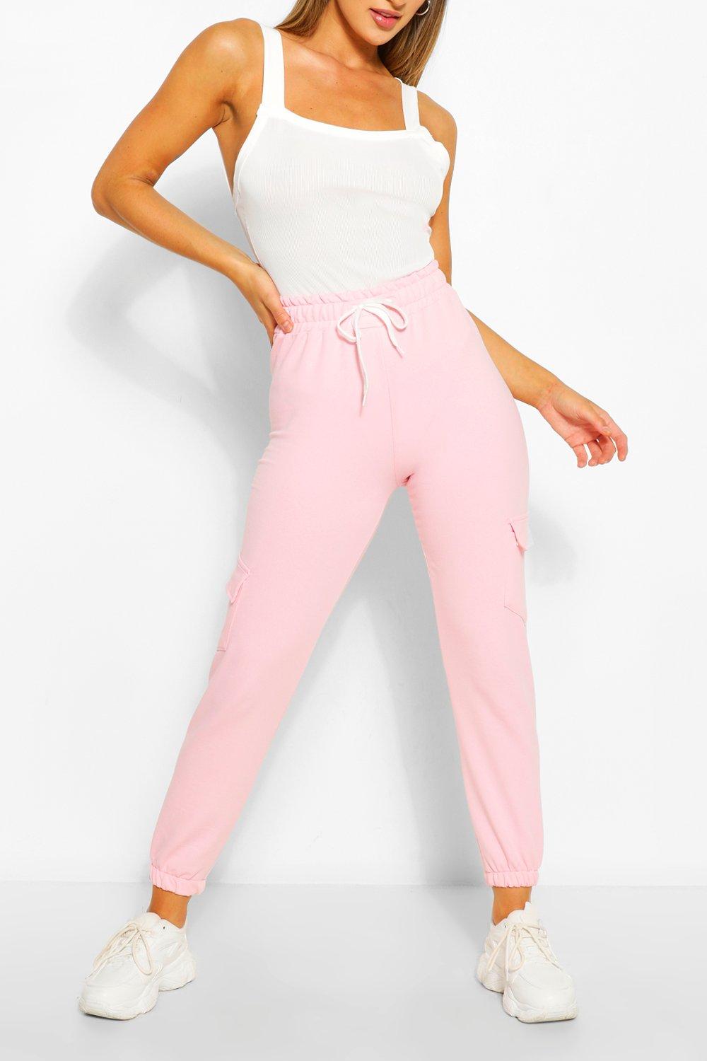 Womens Basic Cargo Joggers - Pink - M, Pink