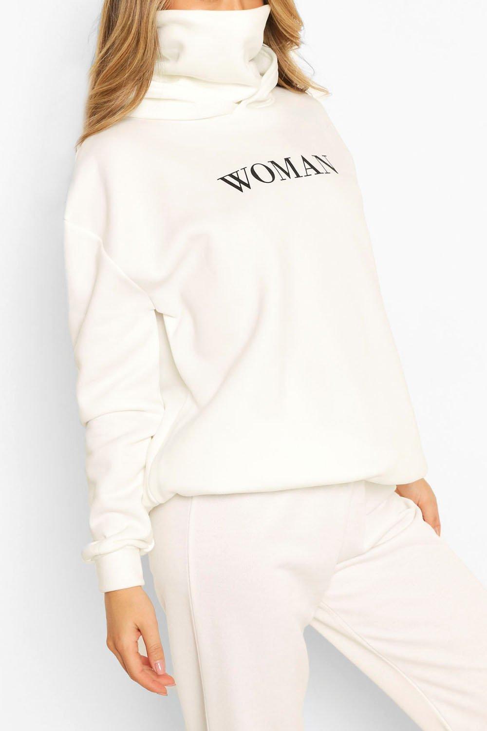 white slogan hoodie