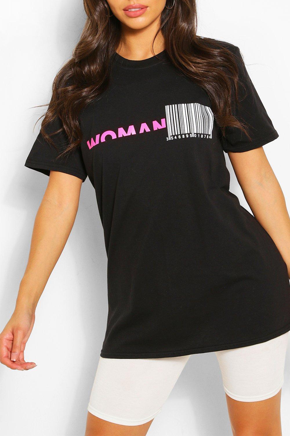 

Woman Barcode Print T-Shirt, Black