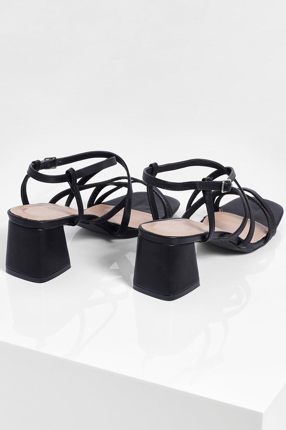 

Multi Strap Low Block Heels, Black