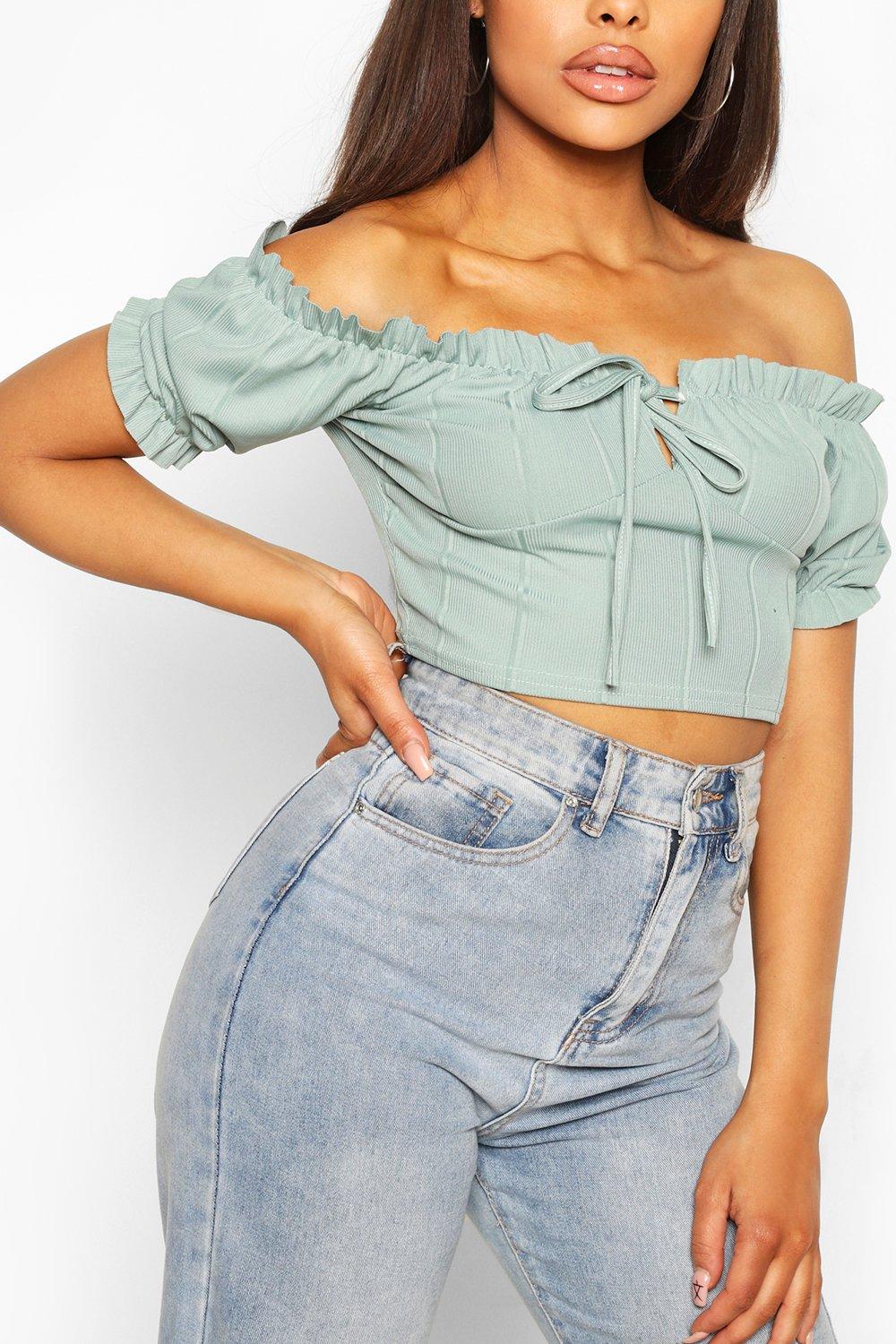 Bandage Peasant Crop Top