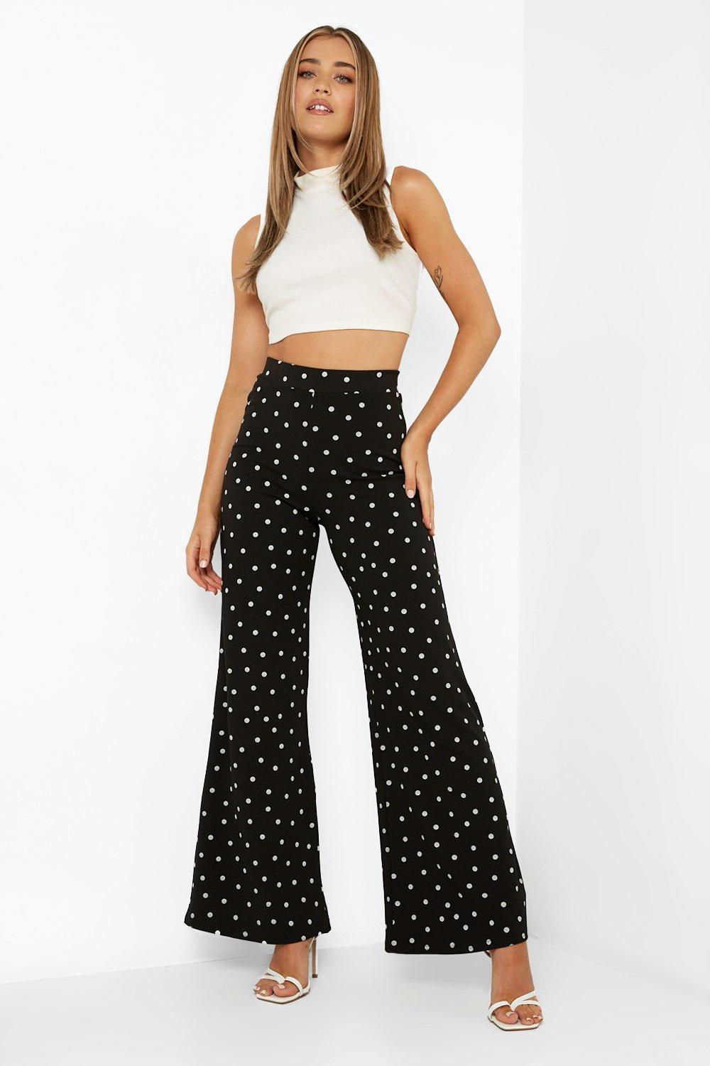 

Широкие брюки из крепа в горошек, Black