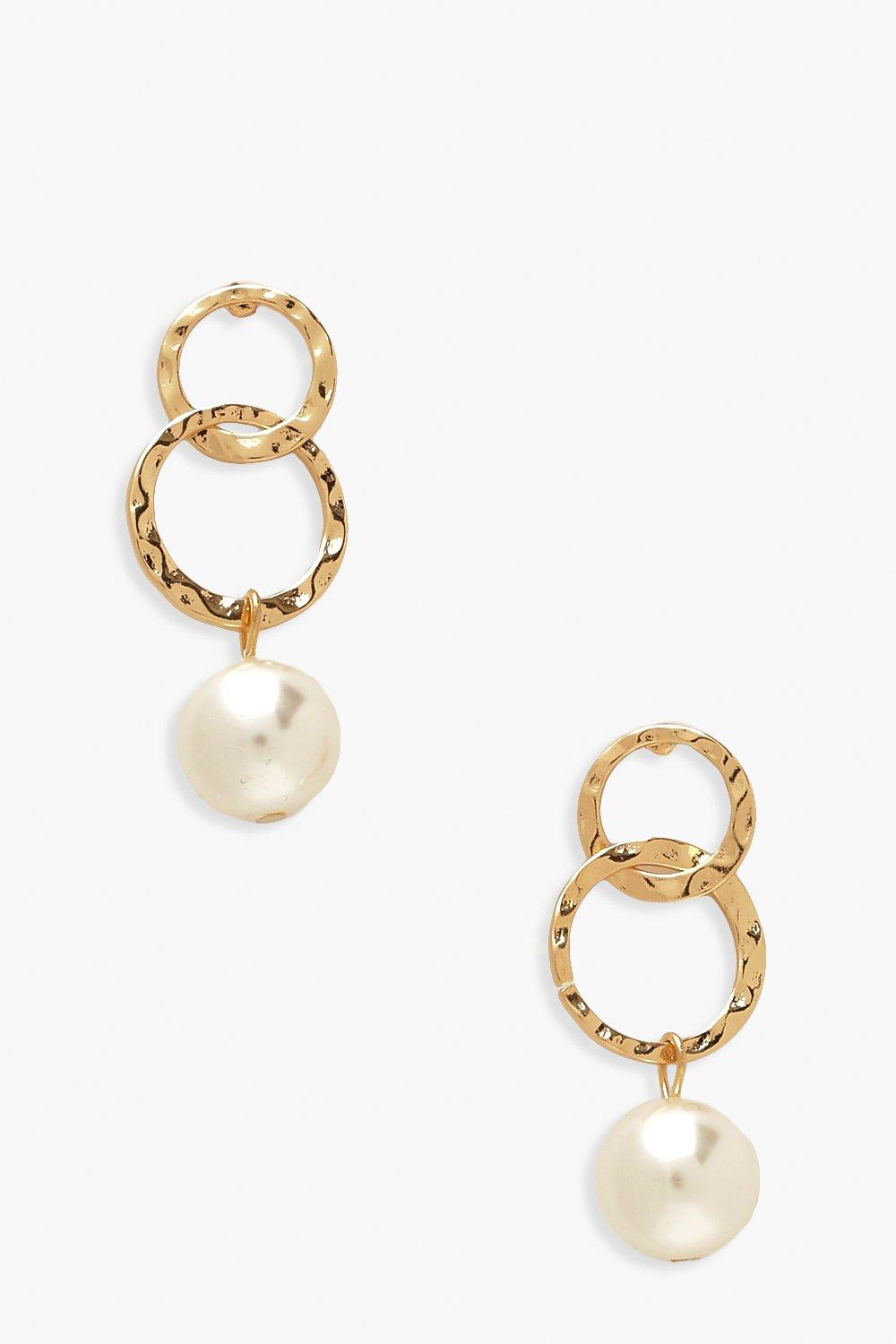 

Серьги из чеканного металла с жемчугом, Gold