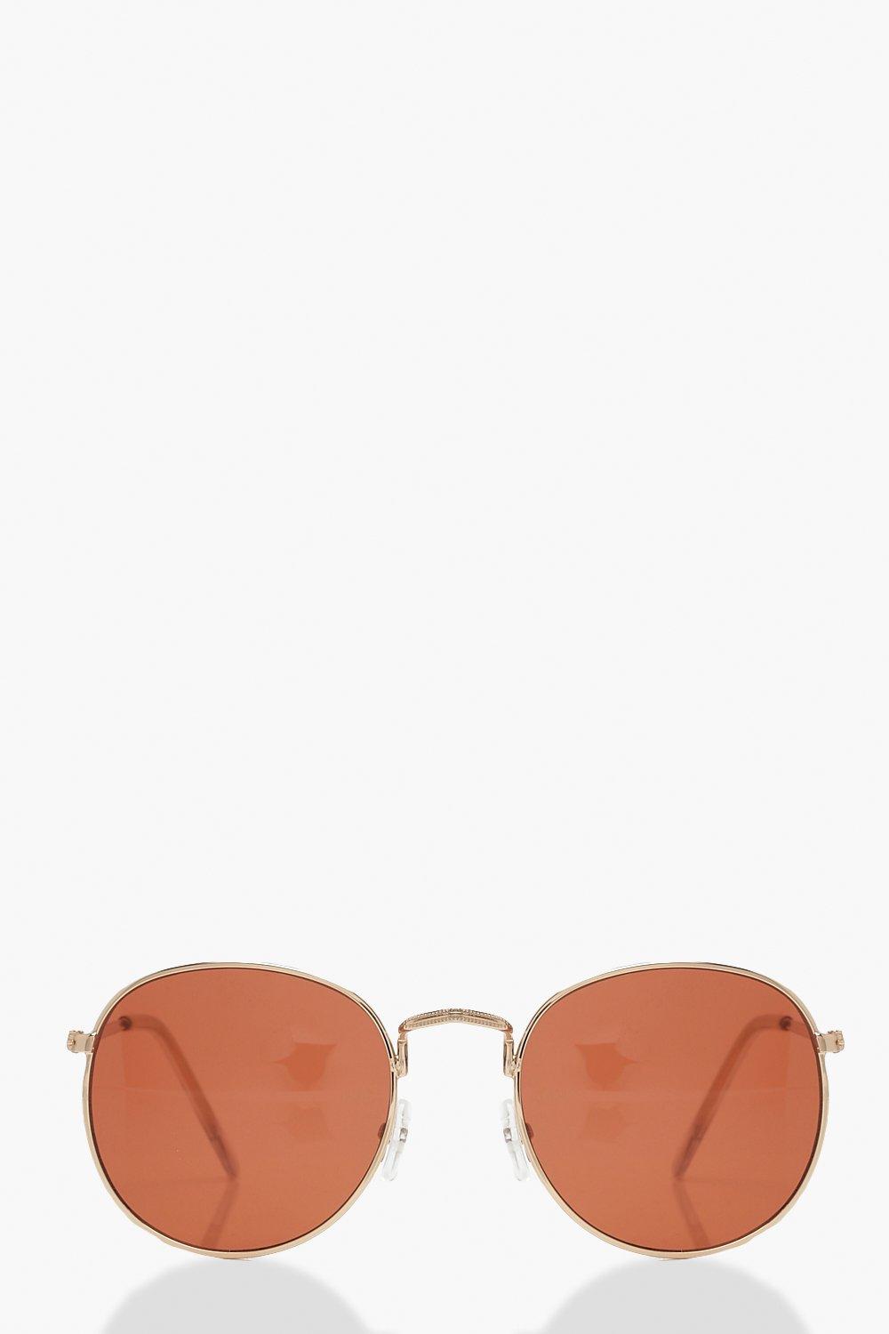 Womens Coloured Lens Round Sunglasses - One Size, Red