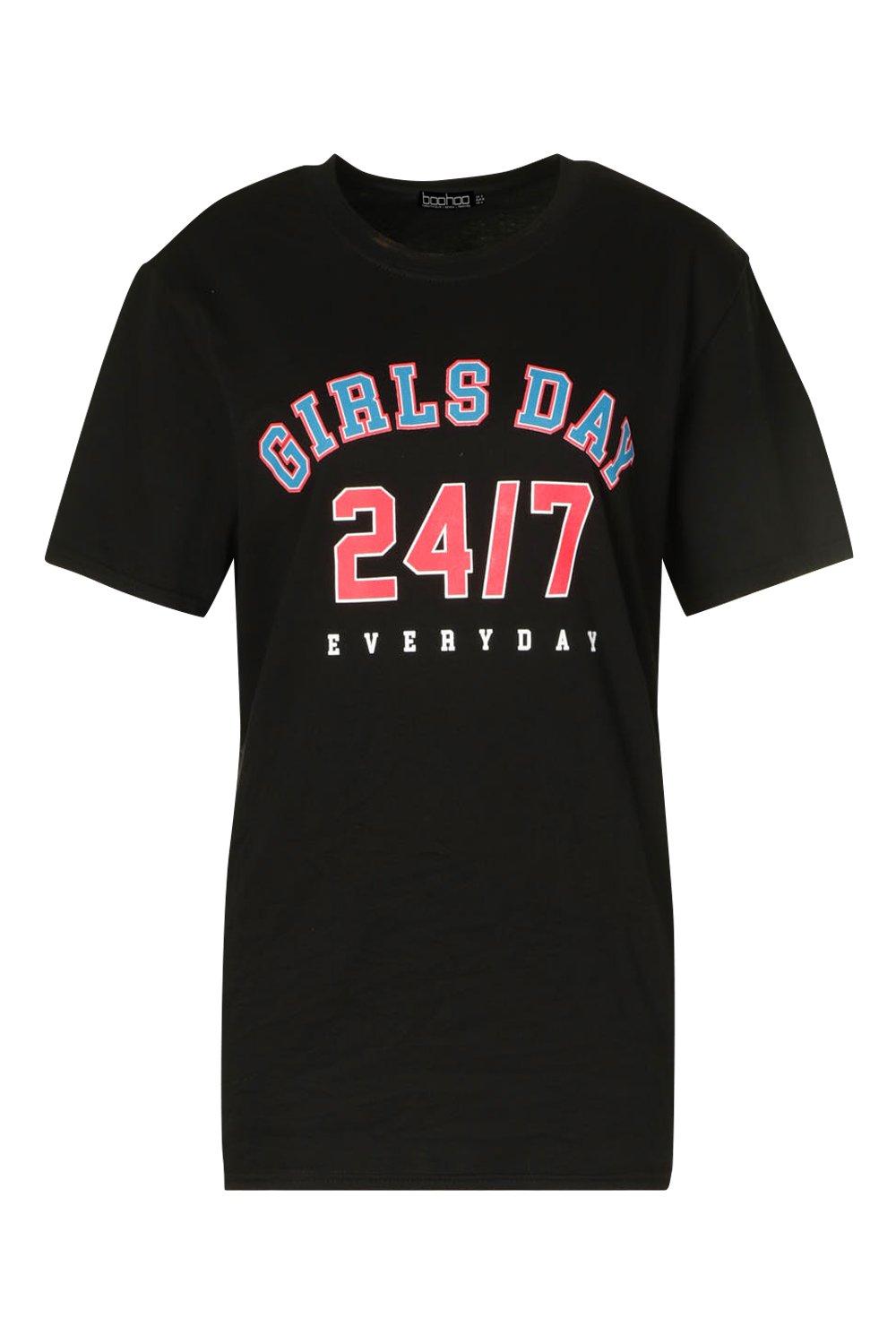 

Girls Day Slogan T-Shirt, Black