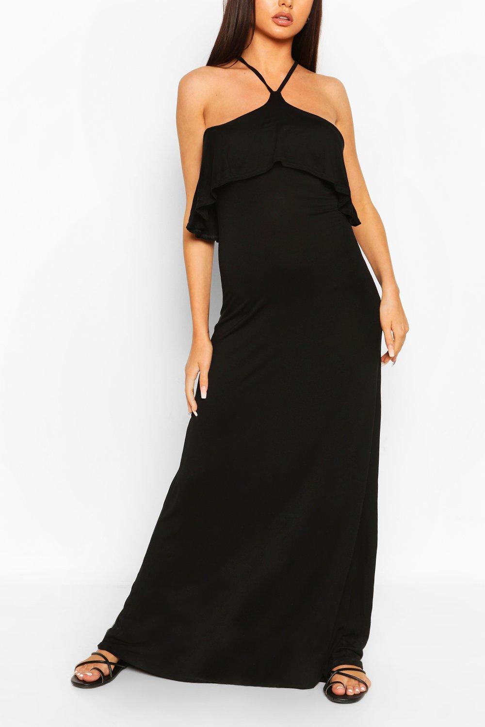 Ruffle Detail Cross Back Maxi Dress