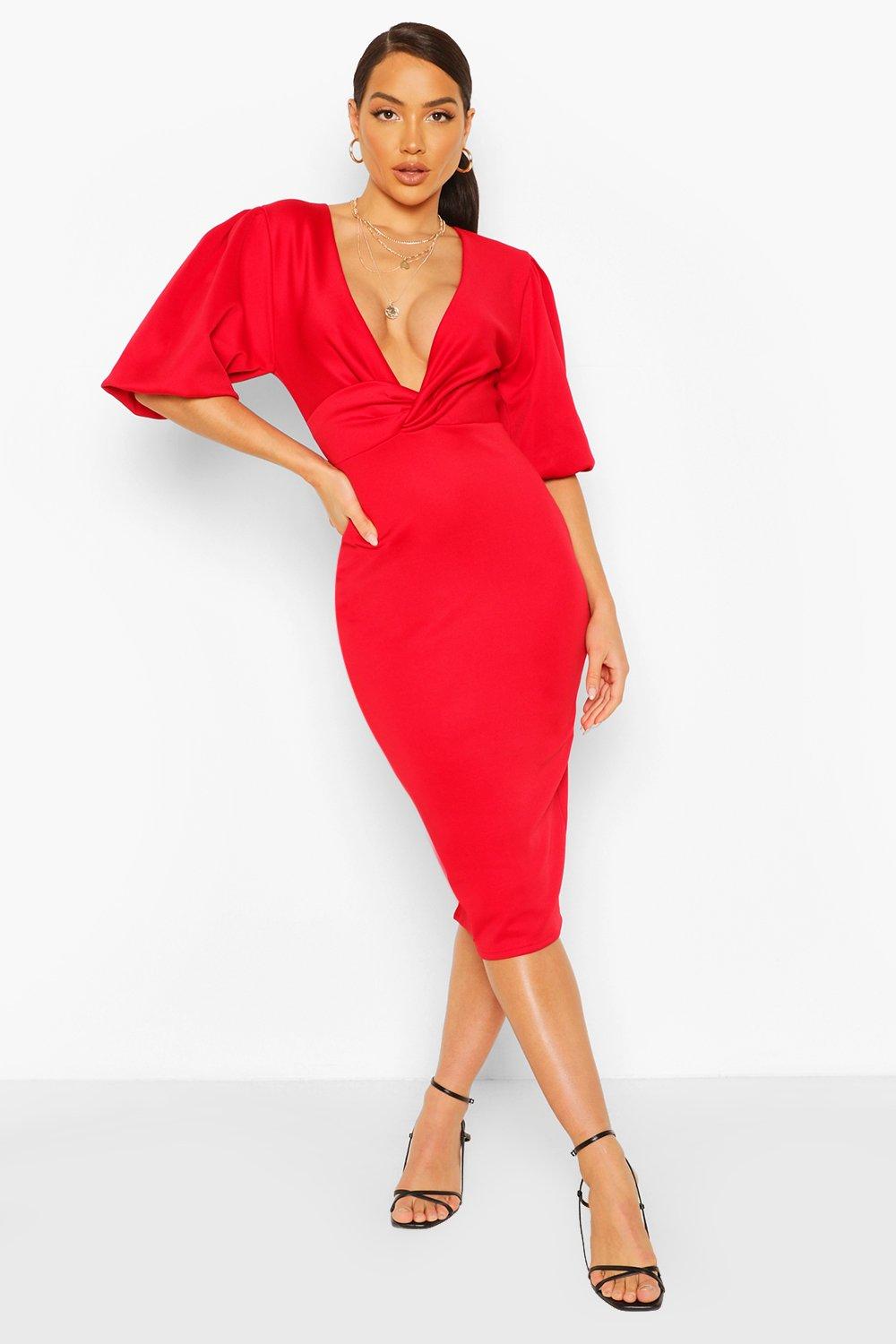 red balloon sleeve dress