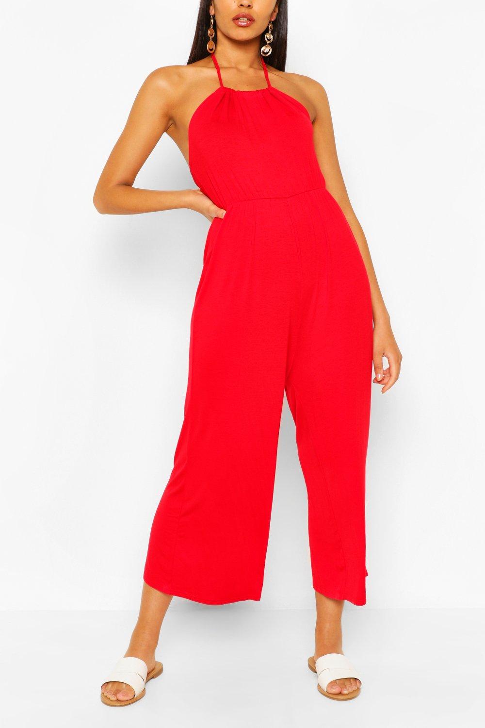 red jersey jumpsuit