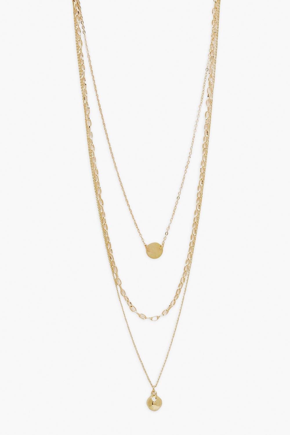 

Многослойное колье с шариками и дисками, Gold