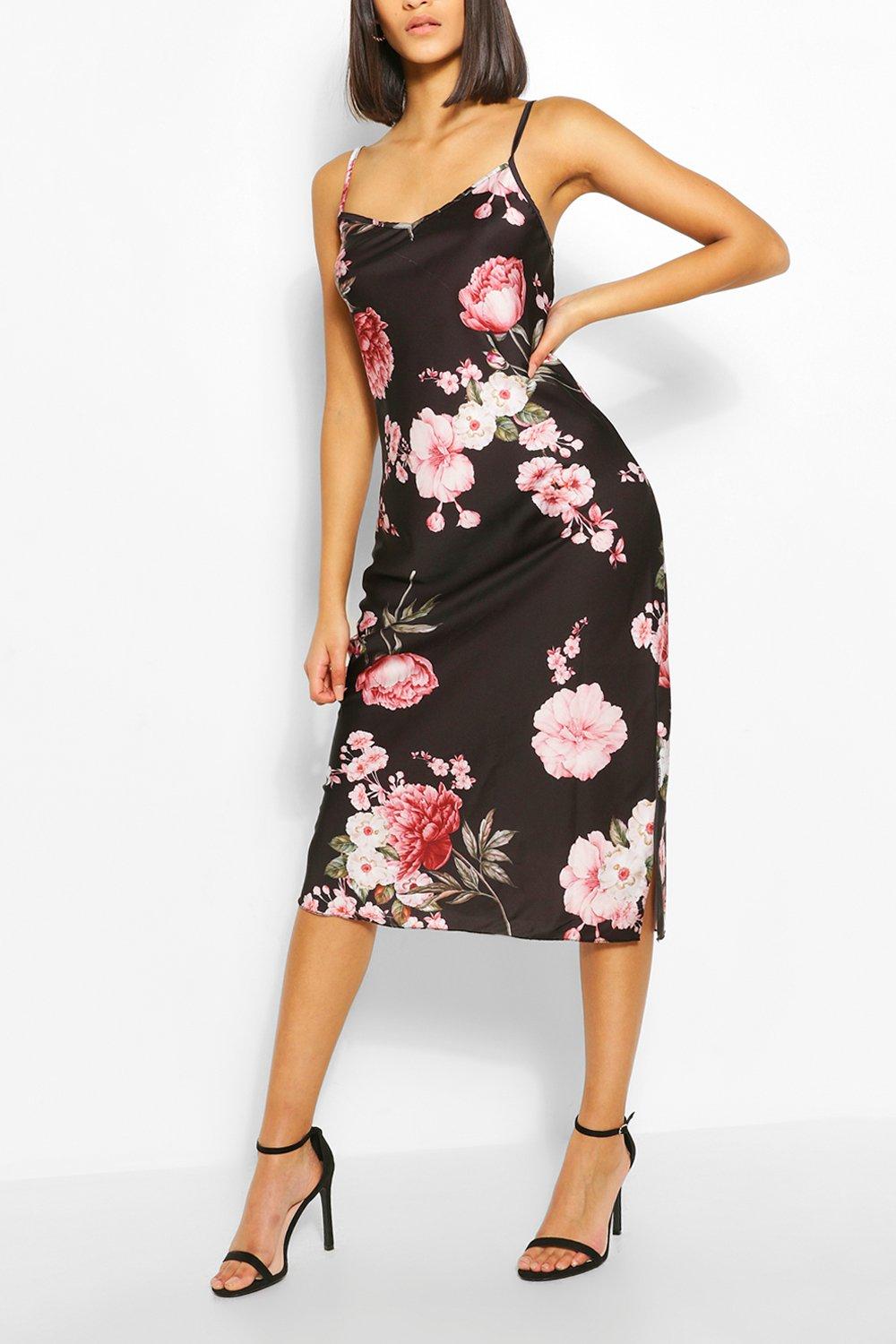 floral satin maxi dress