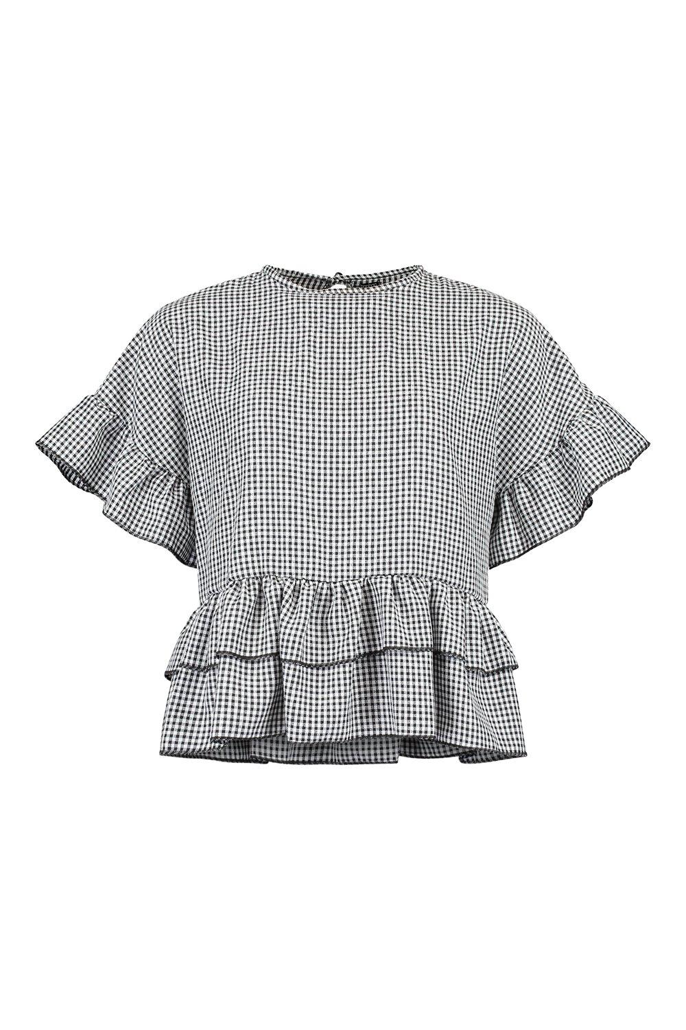 

Свободный топ в клетку гингем, Black
