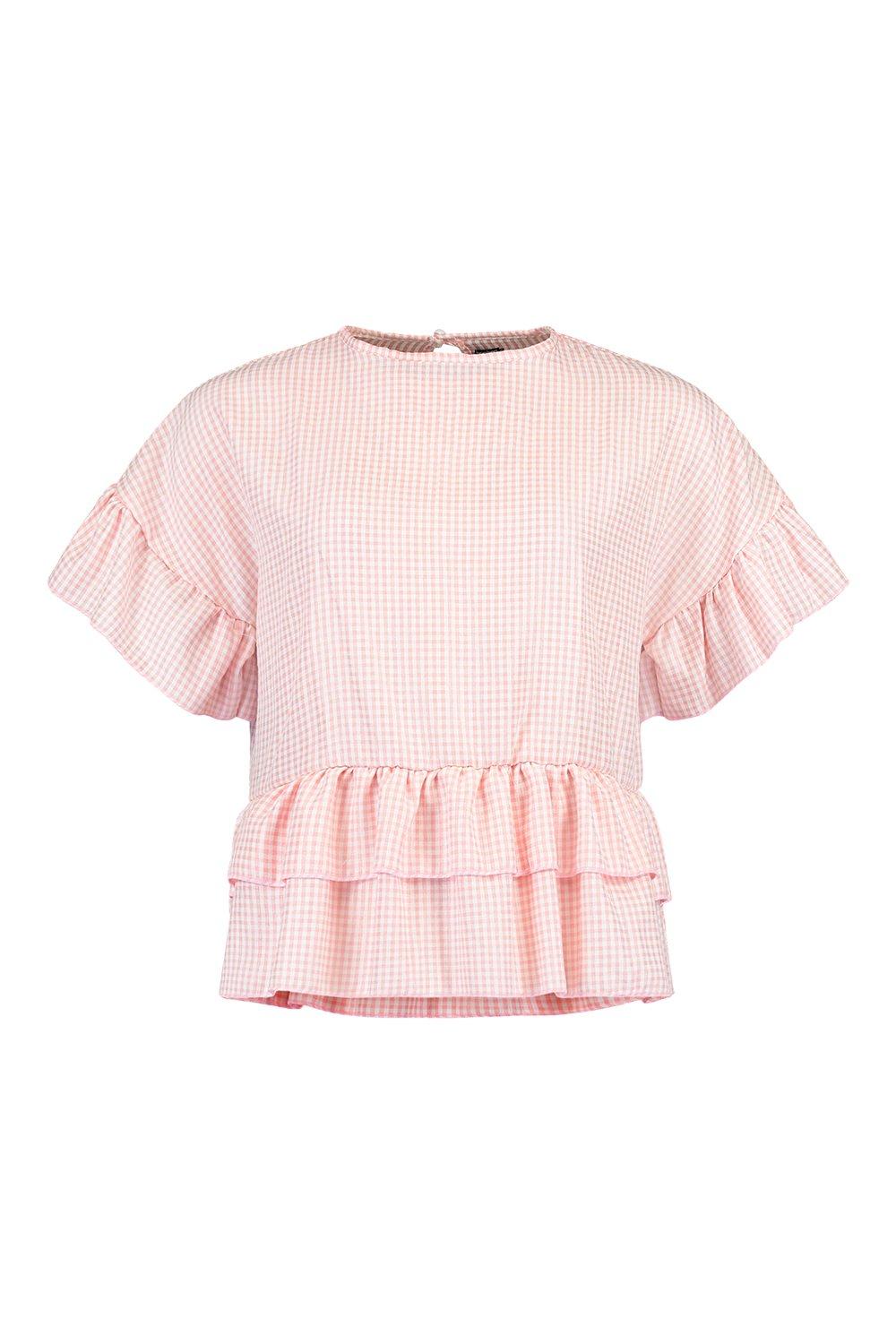 

Свободный топ в клетку гингем, Blush