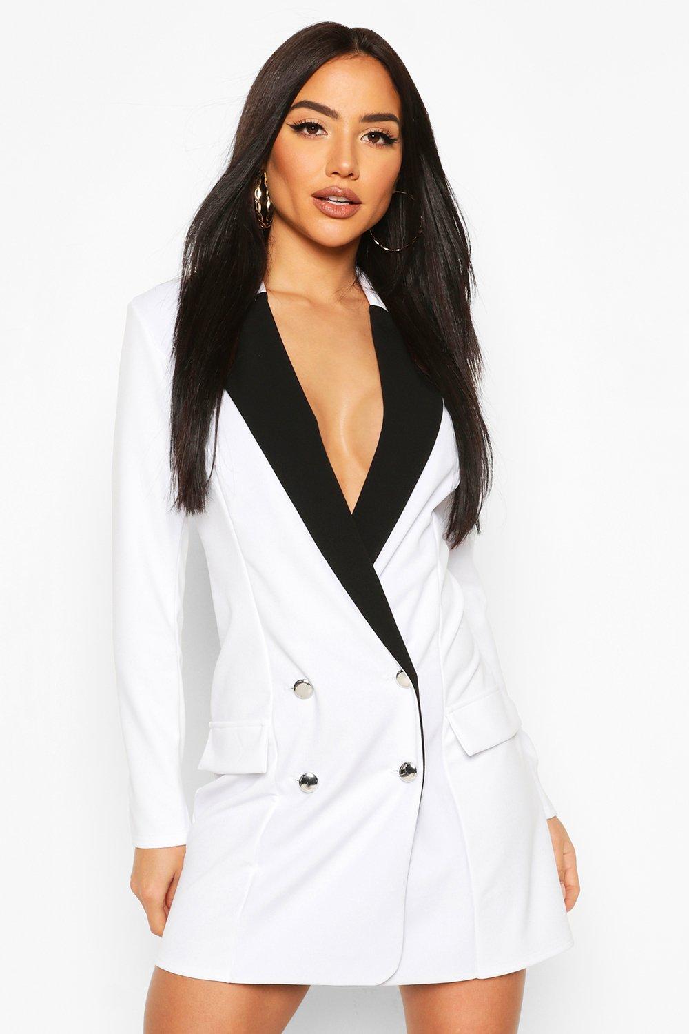 boohoo white blazer dress