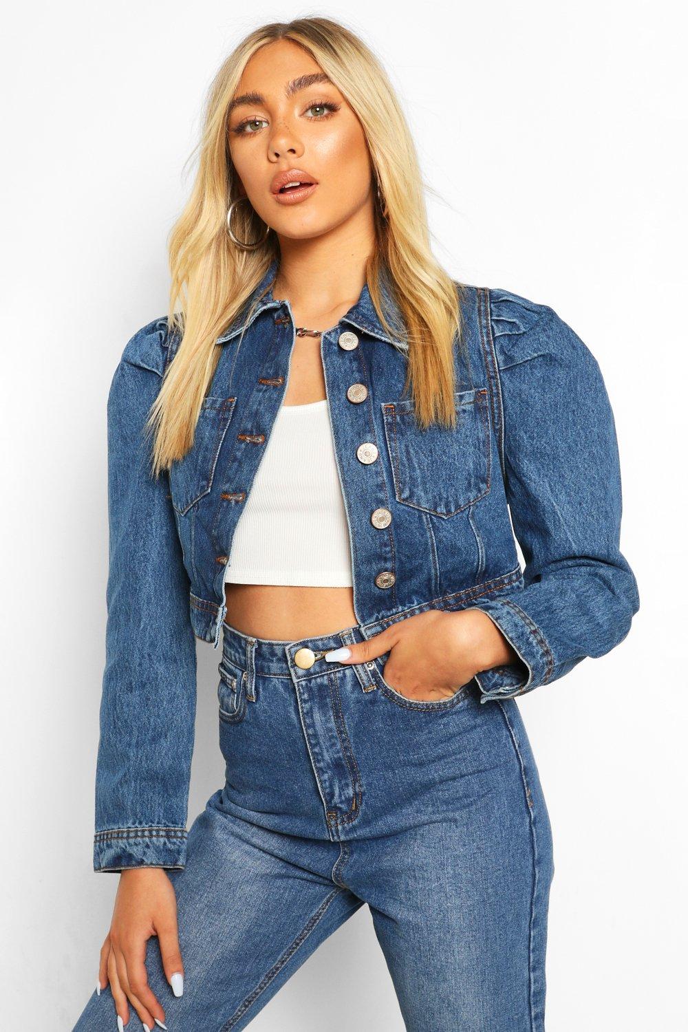 

Куртка из денима с объемными рукавами, Mid blue