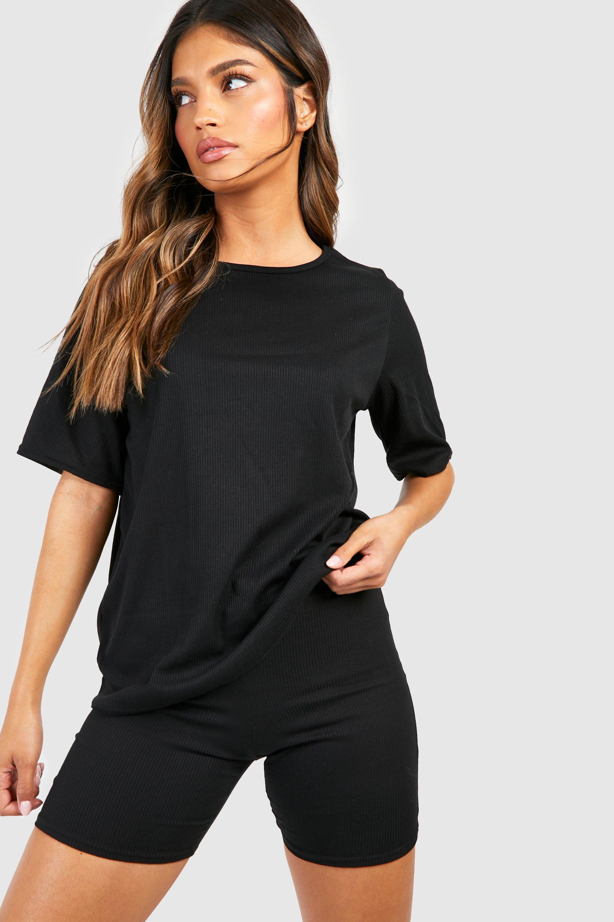 Ensemble Avec T-Shirt Oversize Et Short Cycliste - Noir - 34, Noir