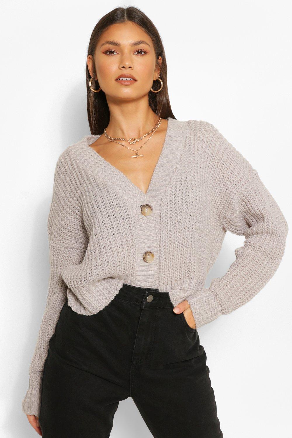 Cardigan Court En Maille Épaisse - Gris - M, Gris