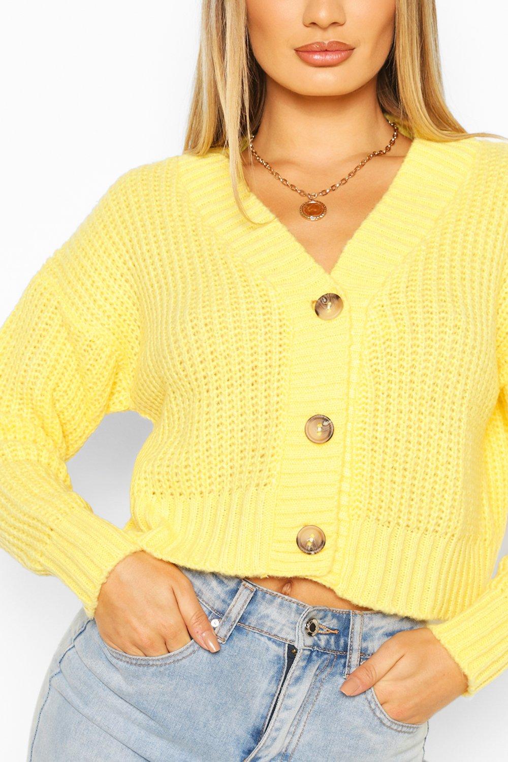 Cardigan Court En Maille Épaisse - Citron - M, Citron