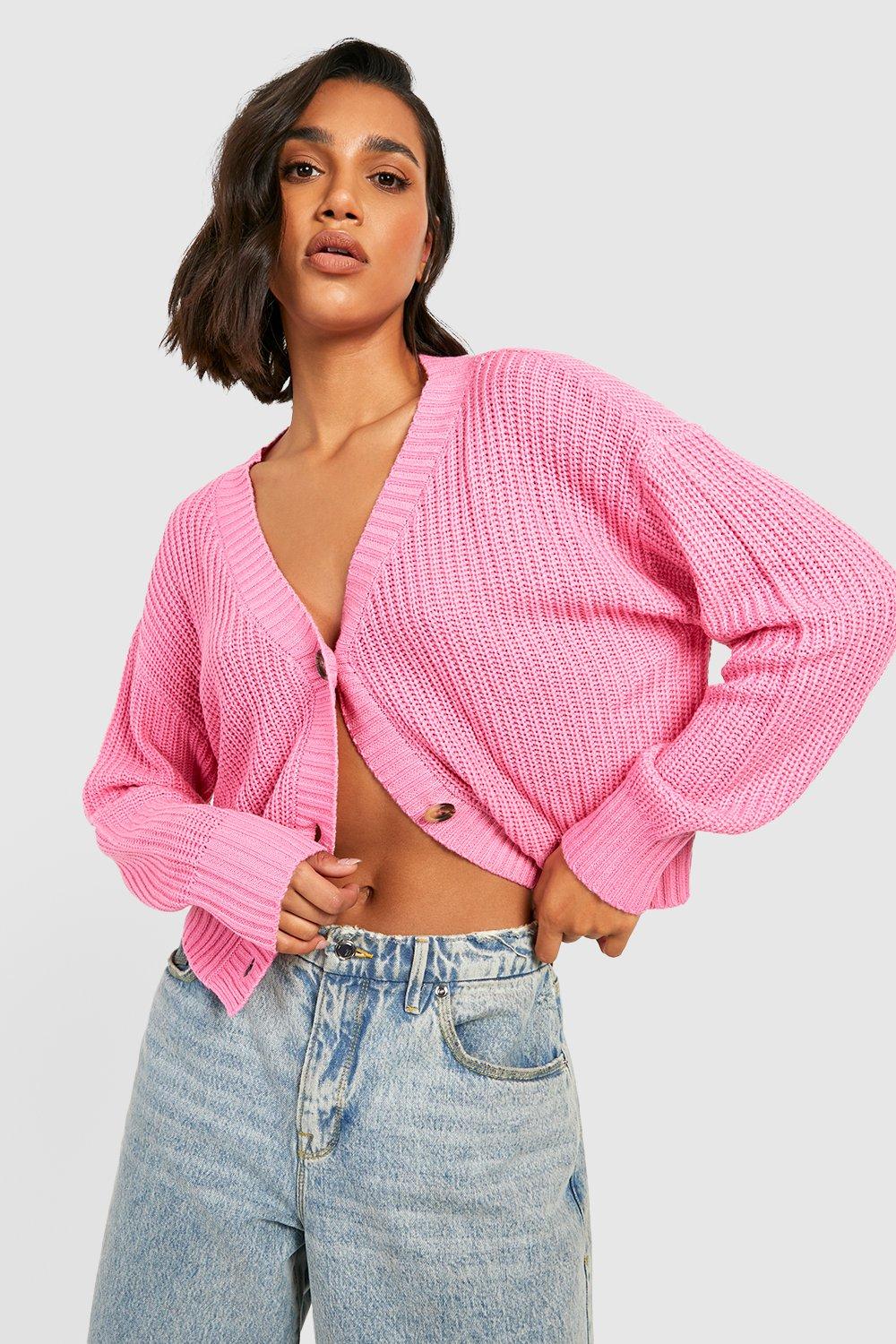 Cardigan Court En Maille Épaisse - Rose - M, Rose