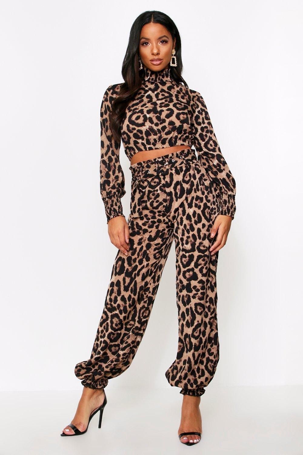 

Paper Bag Belted Cuff Trouser, Leopard