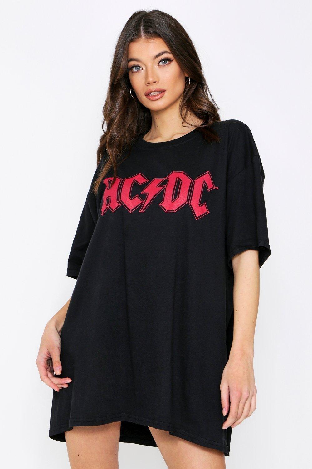 

Платье-футболка оверсайз с изображением молнии ACDC, Black