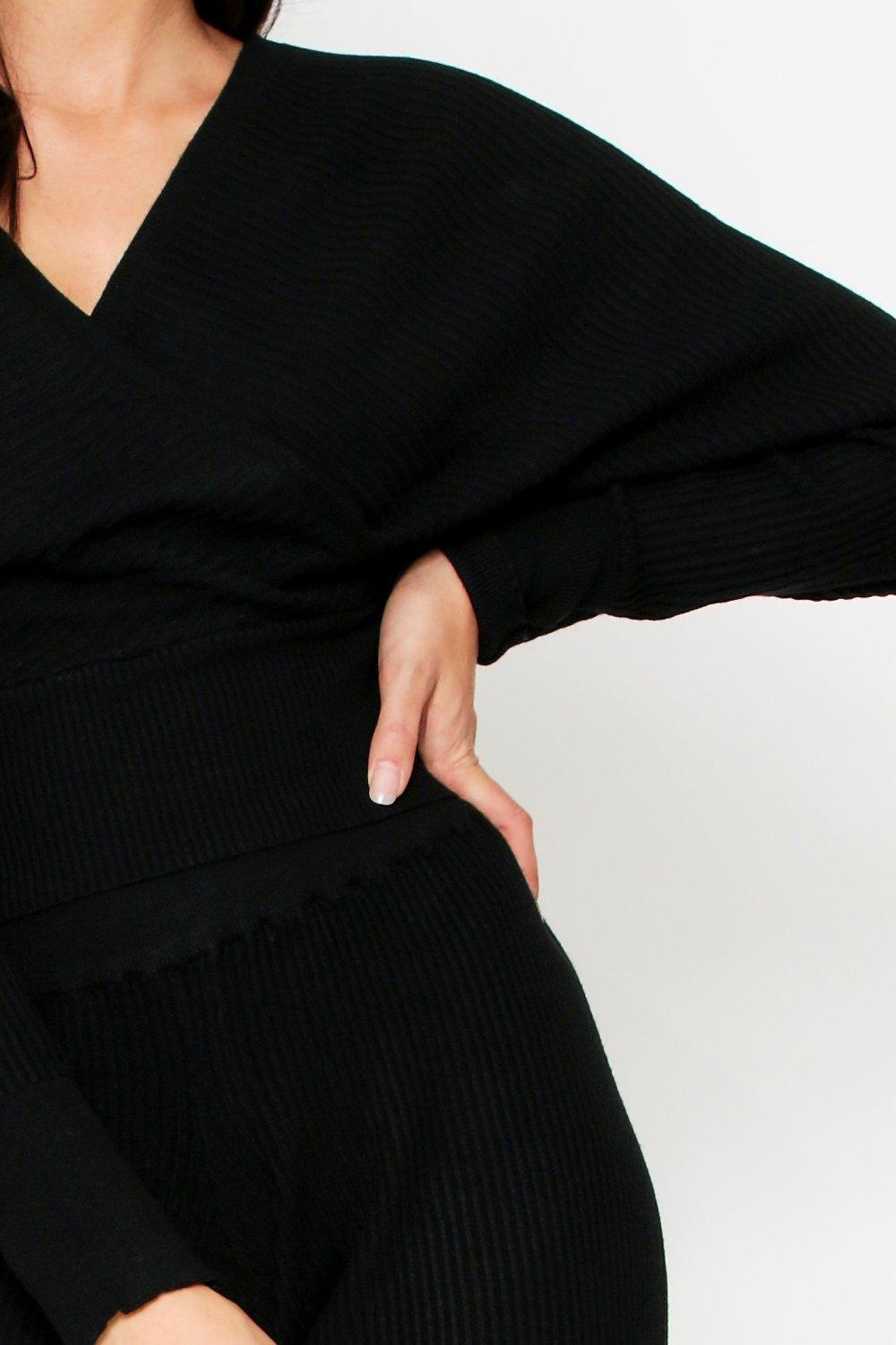 

Wrap Over The Batwing Jumper Lounge Set, Black