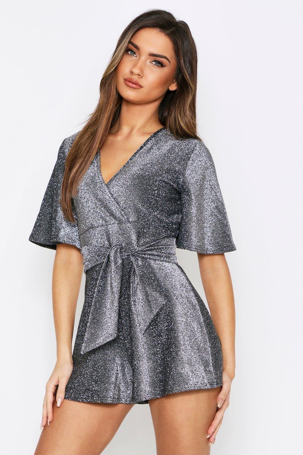 silver glitter playsuit