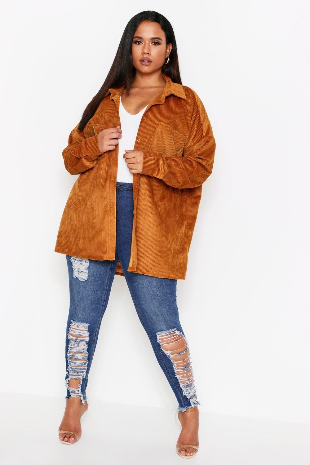 

Chunky Cord Oversized Shirt, Tan