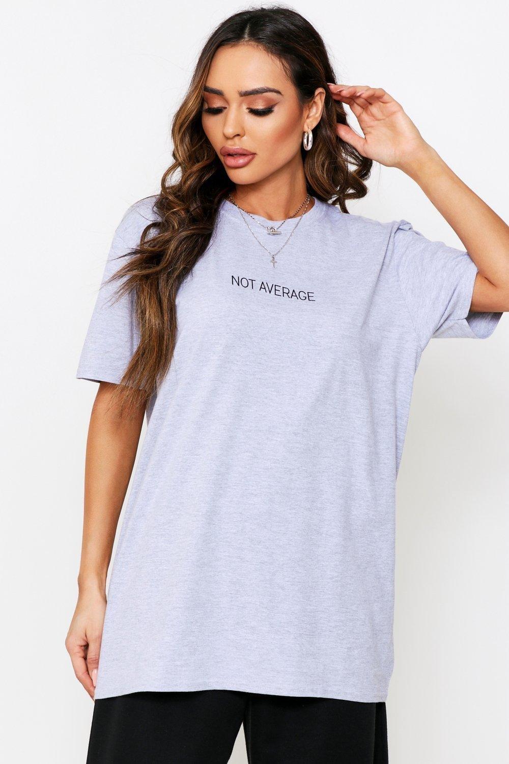 

Футболка оверсайз со слоганом Not Average, Grey marl