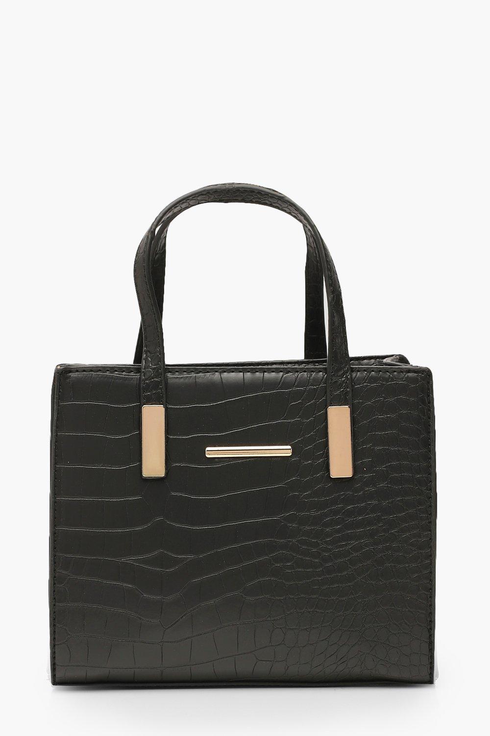 Mini Tote Bag Croco - Noir - One Size, Noir