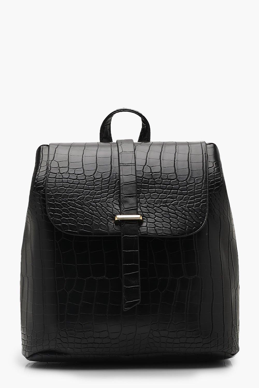 womens croc tab backpack - black - one size, black