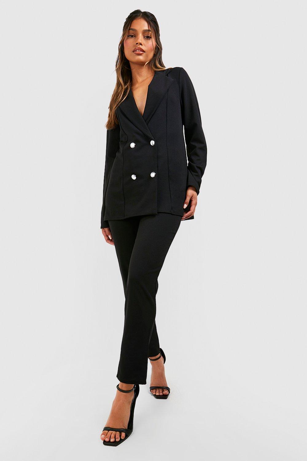 Womens Double Breasted Blazer And Pants Suit Set - Black - 8 | SheFinds
