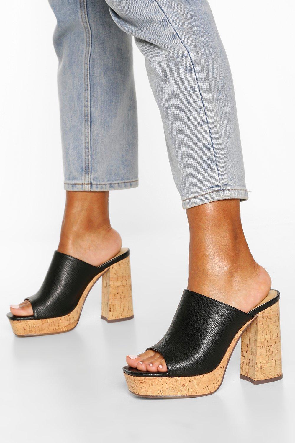 chunky heel mules