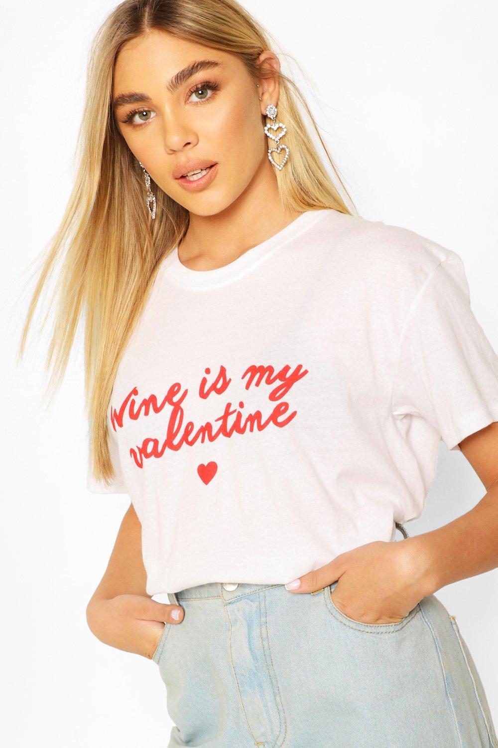 

Футболка со слоганом Wine Valentine, White