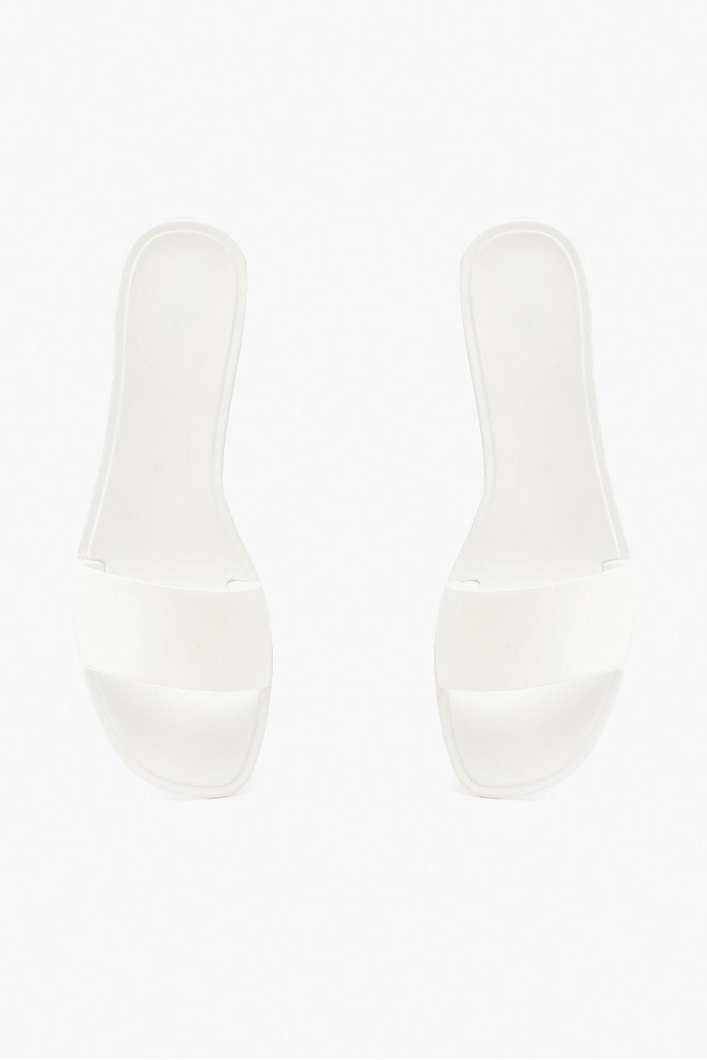 

Резиновые шлепанцы с квадратным мыском, White