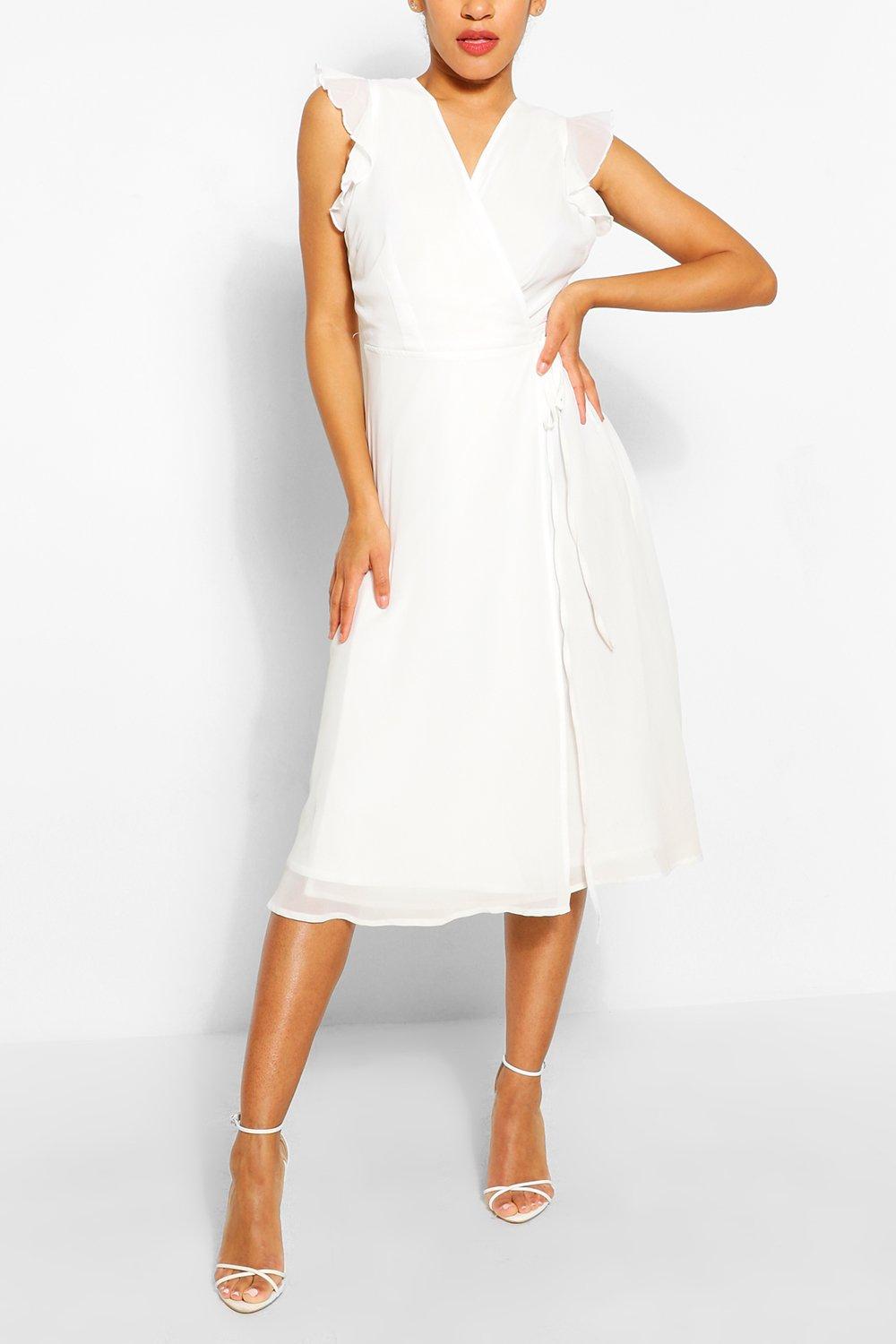 boohoo angel sleeve midi skater dress