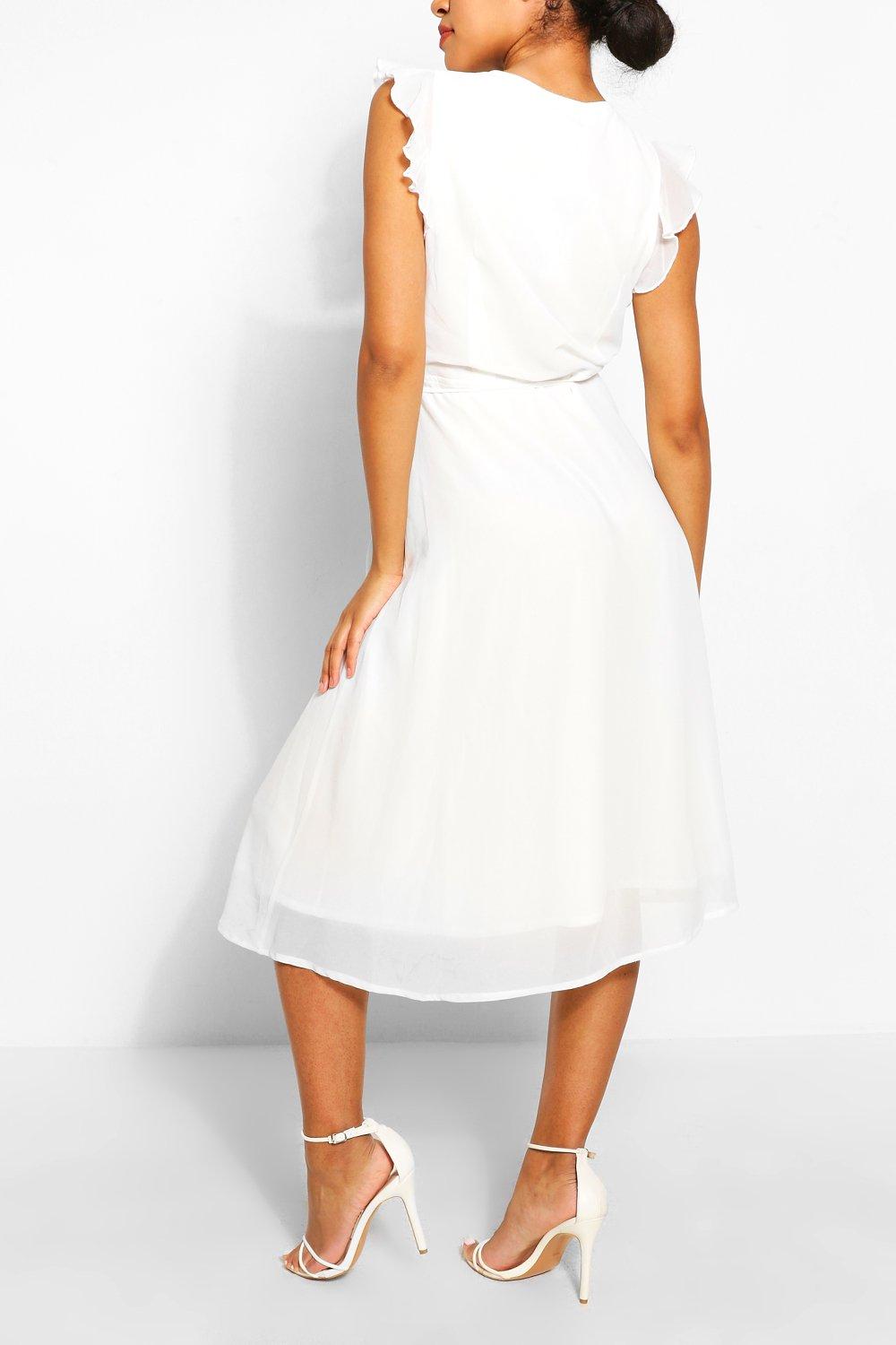 boohoo angel sleeve midi skater dress