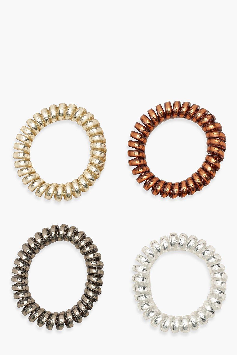 Coil Elastic Hair Bobble 4 Pack Boohoo