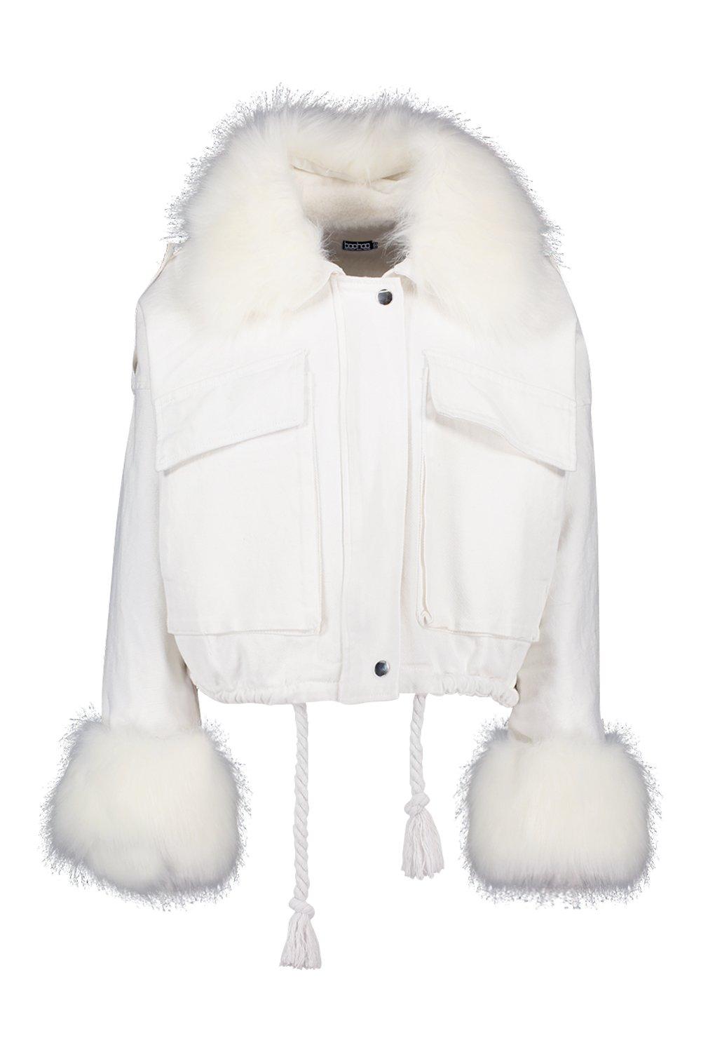 white fur trim coat