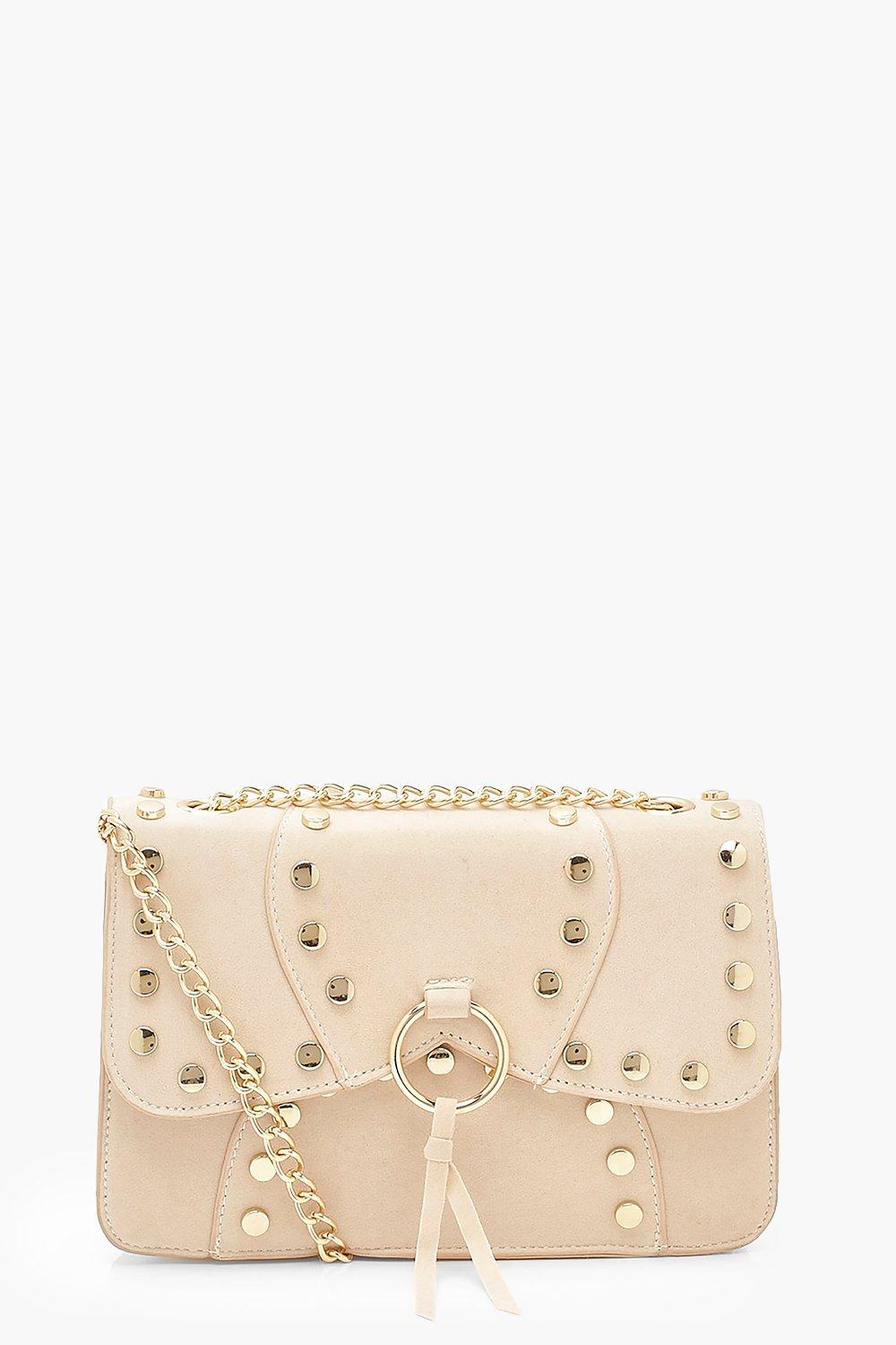 

Suedette Stud Detail Cross Body Bag, Cream