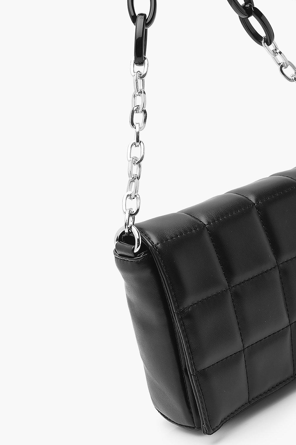 

Стеганая сумка через плечо из искусственной кожи на массивной цепочке, Black