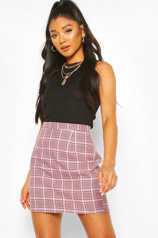Pastel Check A Line Mini Skirt | boohoo Australia