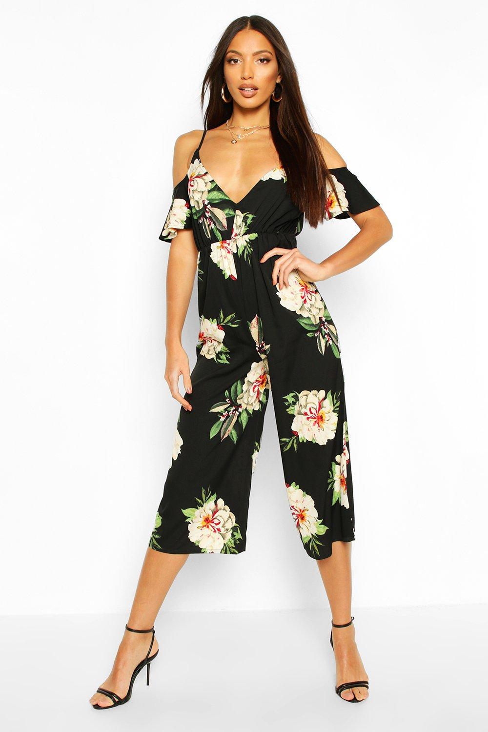 strappy cold shoulder jumpsuit