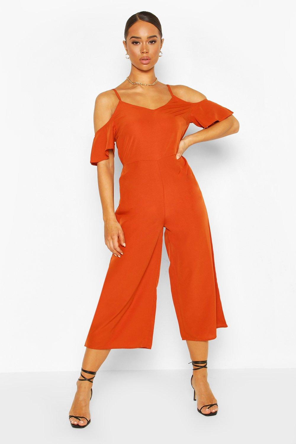 cold shoulder culotte jumpsuit