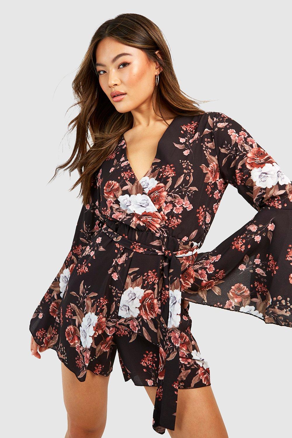 flared sleeve playsuit