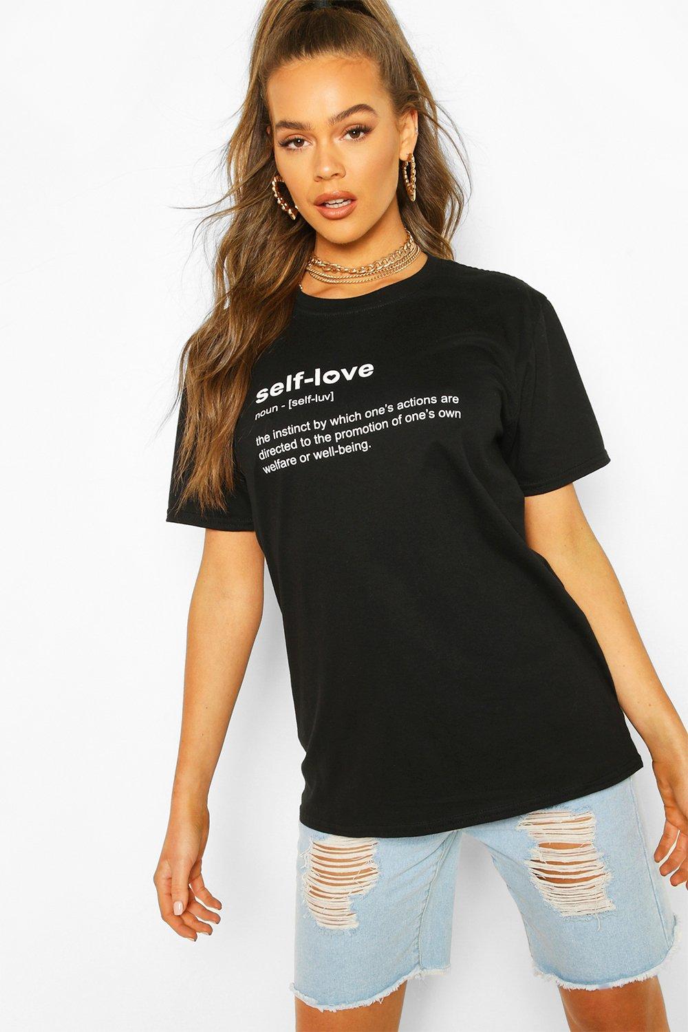 Self Love Slogan T-Shirt | boohoo