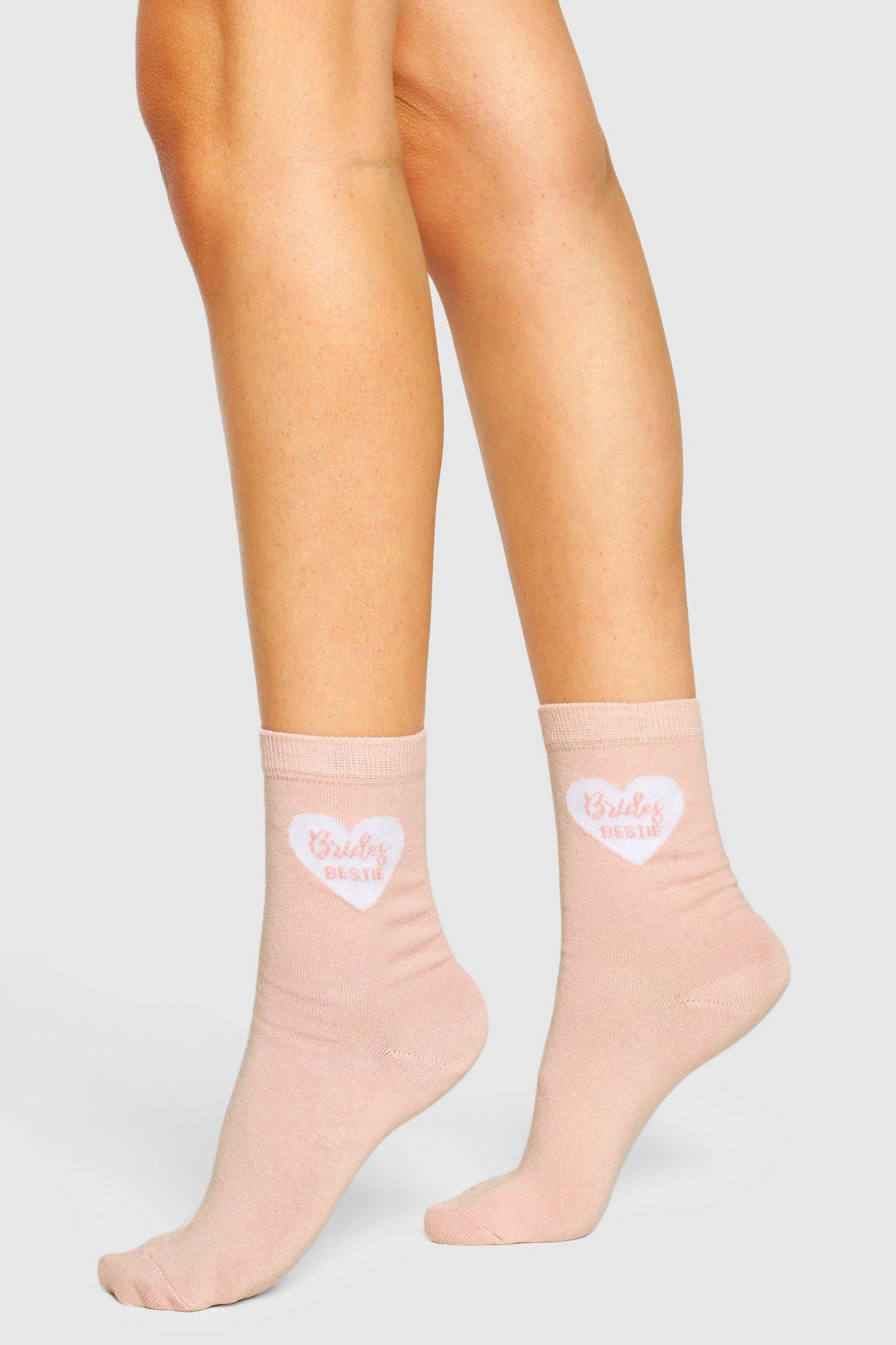 Womens Brides Bestie Slogan Socks - Pink - One Size, Pink