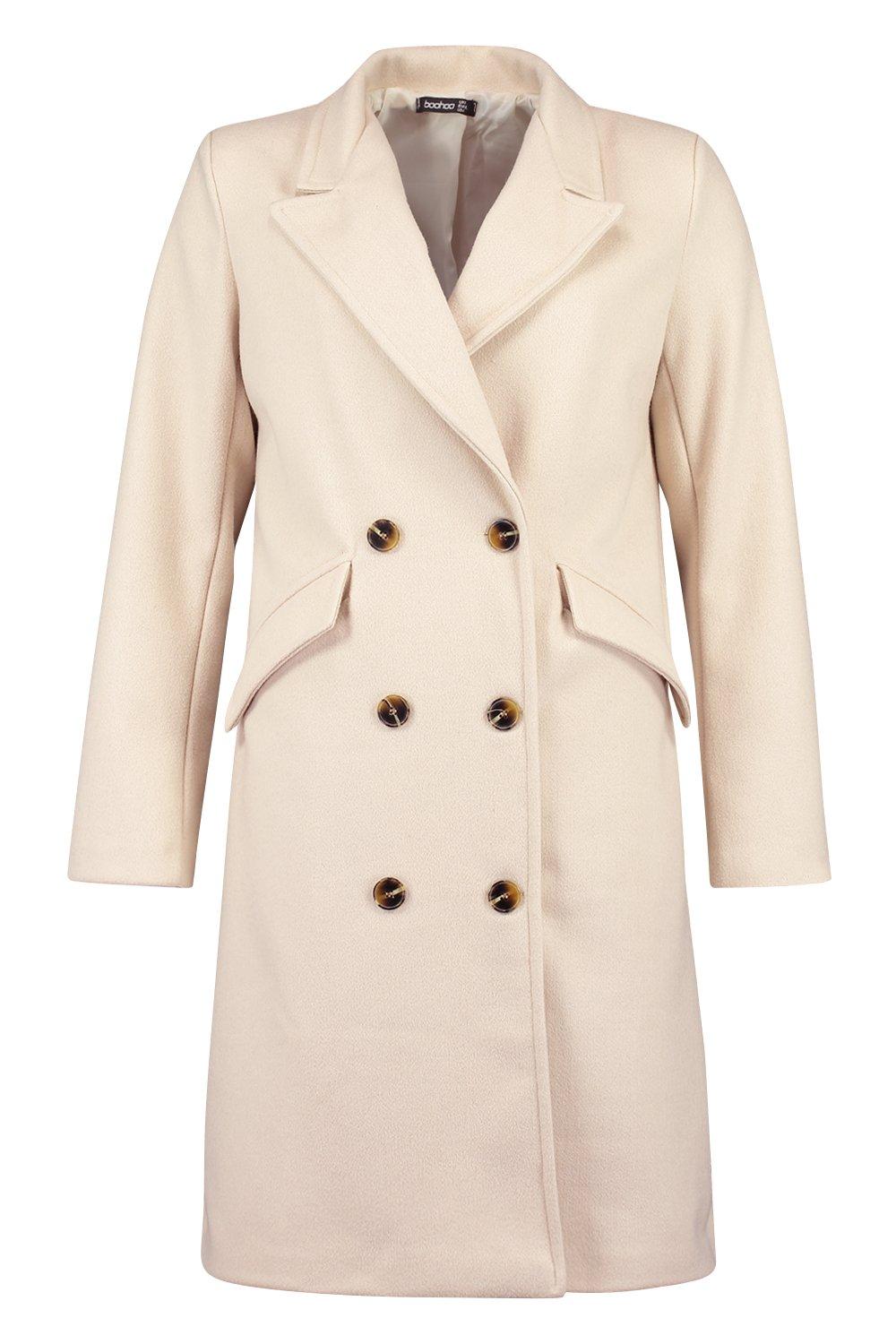 

Tailored Double Breasted Wool Look Coat, Stone