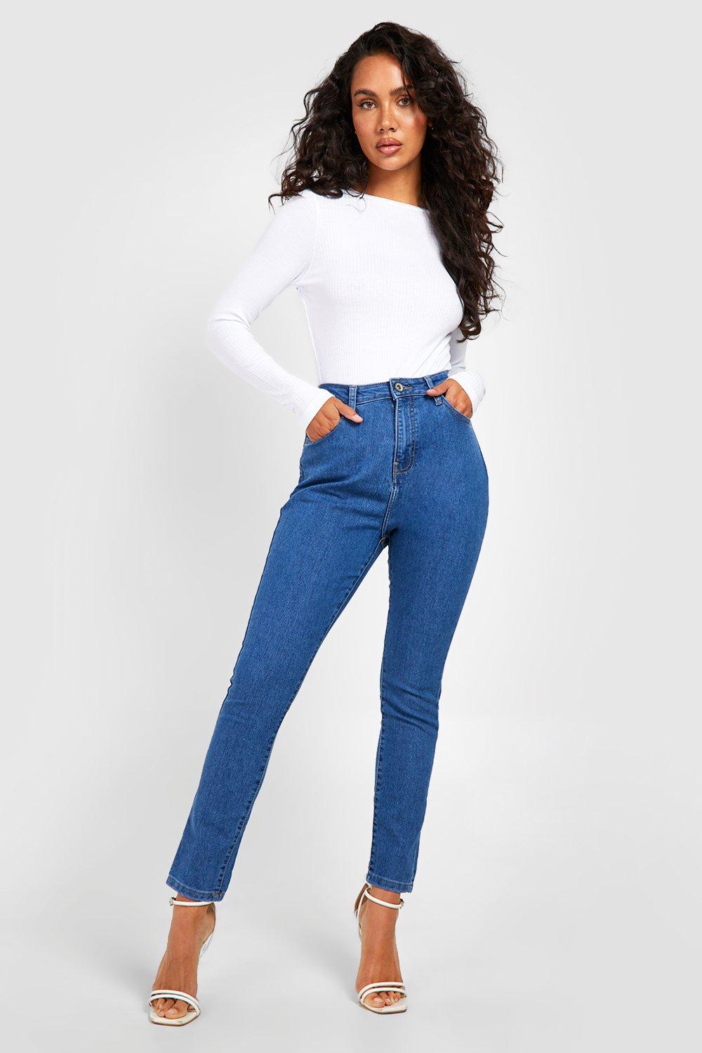 Image of Jeans Basic a vita alta Skinny Fit, Blu Medio