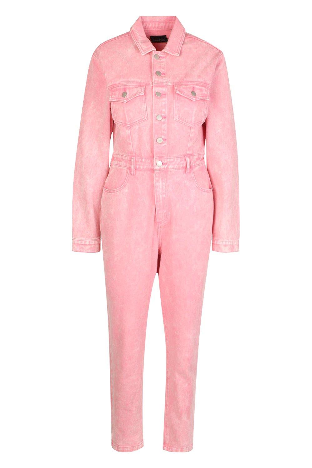 

Acid Wash Denim Boilersuit, Pink